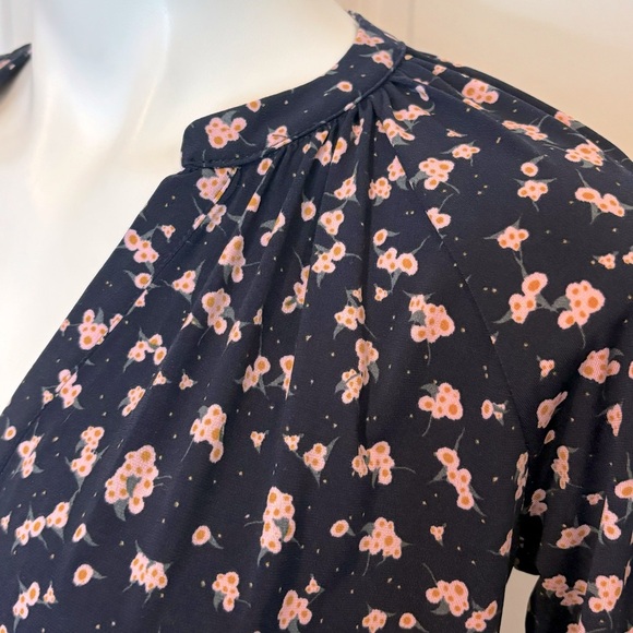 Collective Concepts Navy Pink Floral Long Sleeve Faux Wrap Jersey Dress S Petite - Picture 3 of 11